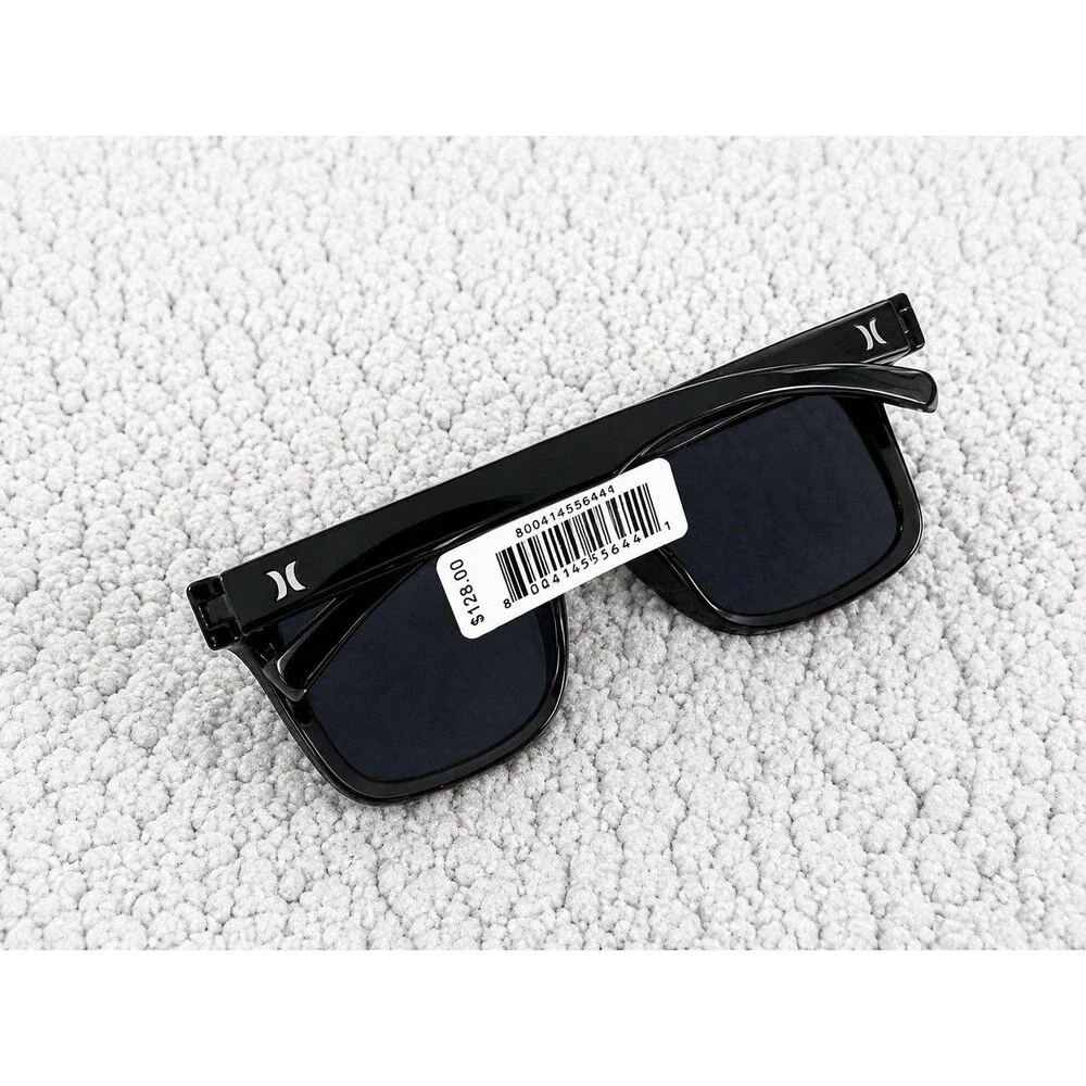 Hurley Sunrise Polarized Sunglasses Shiny Black Blue Lens HSA3000PXMM